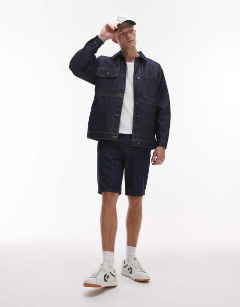 Topman denim straight leg short in raw