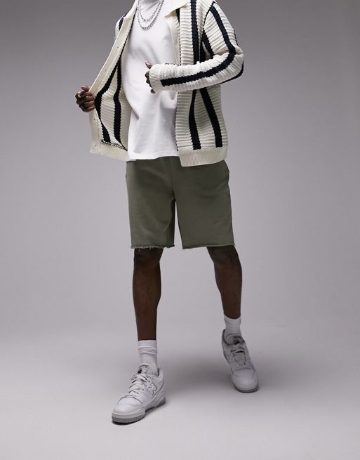 Topman – Szorty oversize z surowym wykończeniem w spranym kolorze khaki