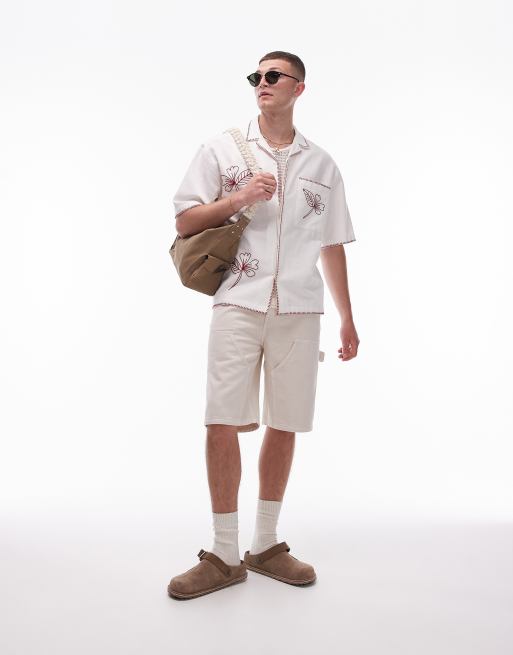 Topman – Szorty typu carpenter w kolorze ecru