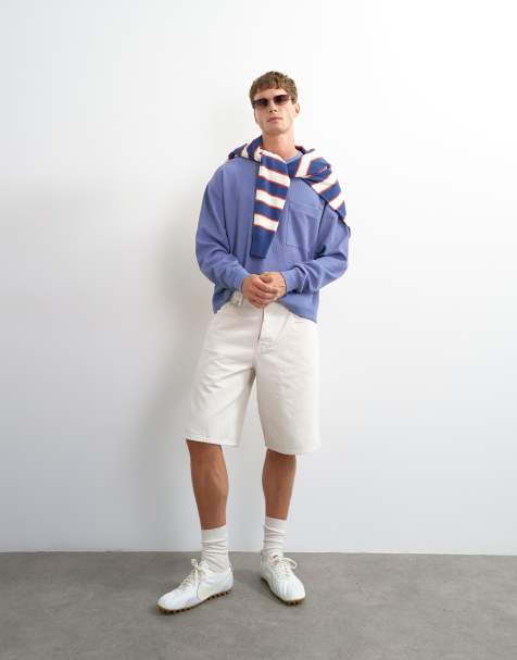 Topman sztywne luźne szorty jeansowe w kolorze kości słoniowej - view 1