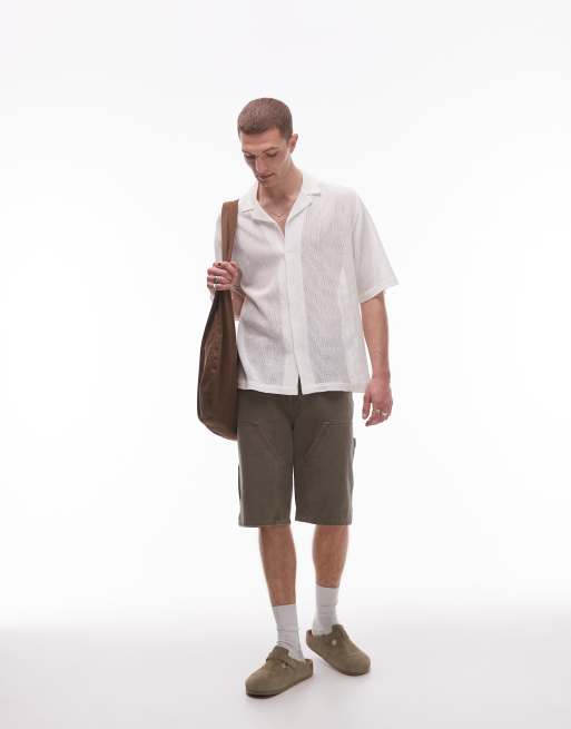 Topman – Szydełkowa koszula o regularnym kroju, w kolorze ecru, 2 z 4