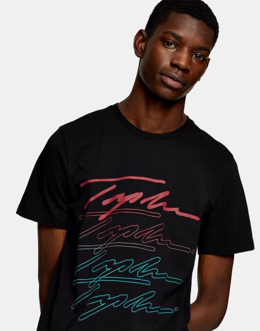 Topman T Shirt logo en d grad de couleurs Noir ASOS