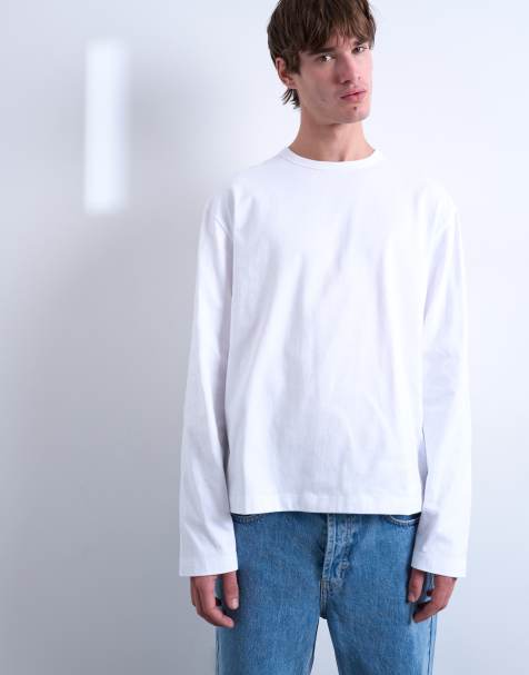 Topman - T-shirt a maniche lunghe taglio corto bianca - view 1