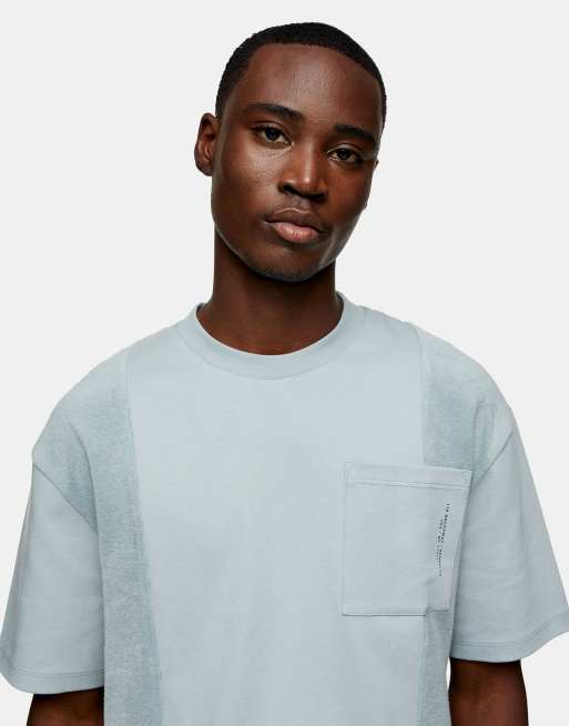 Topman - T-shirt à poche texturée - Bleu