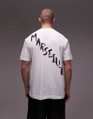 Topman - T-shirt avec imprimé Marseille à l'avant et au dos - Blanc