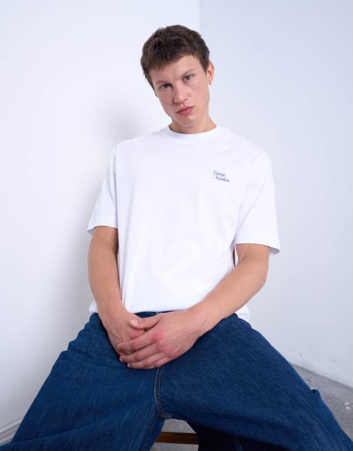 Topman - T-shirt bianca oversize con scritta “Going Nowhere”