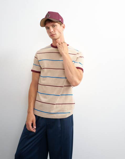 Topman - T-shirt classica a righe color avena - view 1
