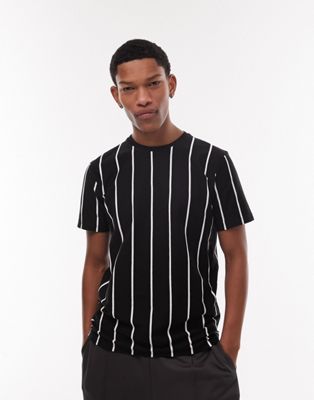 Topman classic t-shirt with vertical stripe in black - ASOS Price Checker