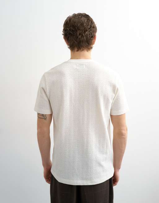Topman - T-shirt classique texturé - Crème, 3 de 5