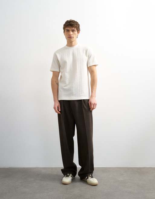 Topman - T-shirt color crema testurizzata vestibilità classica, 2 di 5