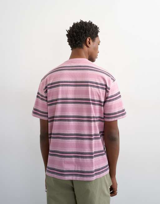 Topman - T-shirt comoda rosa a righe, 5 di 5