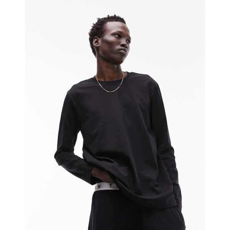 Topman - T-shirt manches longues en tissu flammé épais à bords bruts - Blanc