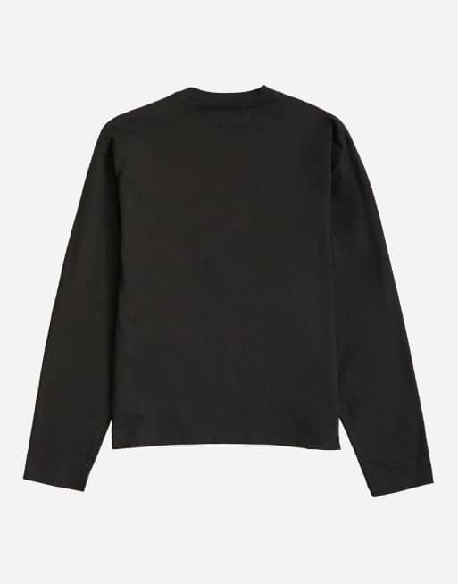 Topman T-shirt corta a maniche lunghe vestibilità comoda nera, 7 di 7