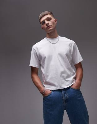 Topman - T-shirt coupe carrée - Blanc