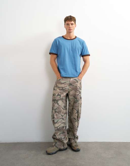 Topman - T-shirt crop top classique à bords contrastants - Bleu clair, 2 de 5