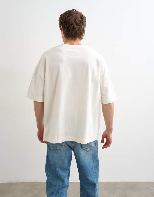 Topman - T-shirt décontracté à écusson drapeau « Bonjour » - Écru, 3 de 5