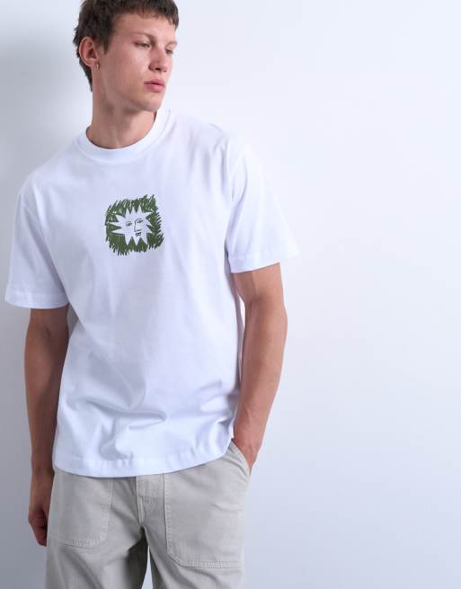 Topman - T-shirt décontracté à imprimé et broderie soleil - Blanc, 3 de 5