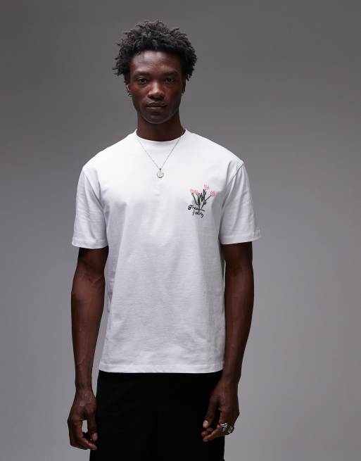 Topman - T-shirt décontracté à imprimé fleuri - Écru, 3 de 4