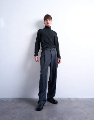 Topman - T-shirt décontracté à manches longues et col roulé - Noir