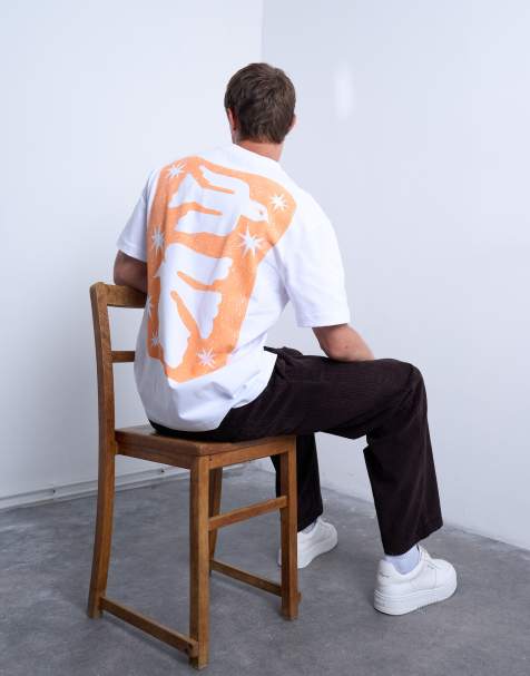 Topman - T-shirt décontracté avec broderie et imprimé oiseaux devant et au dos - Blanc - view 1