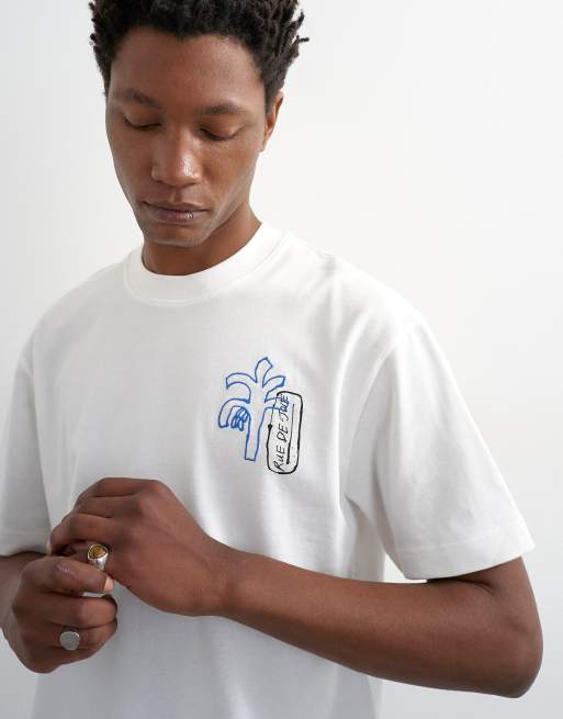 Topman - T-shirt décontracté avec broderie sur le devant et au dos - Écru, 3 de 5