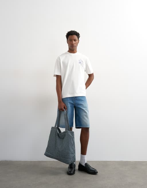 Topman - T-shirt décontracté avec broderie sur le devant et au dos - Écru, 4 de 5