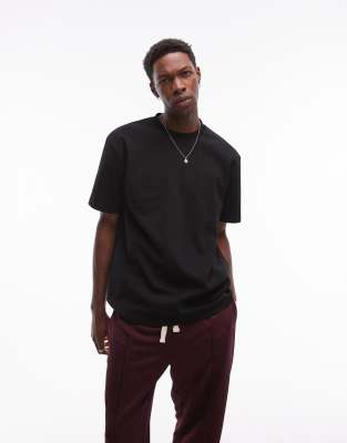 Topman - T-shirt décontracté en tissu épais de 300 gsm - Noir