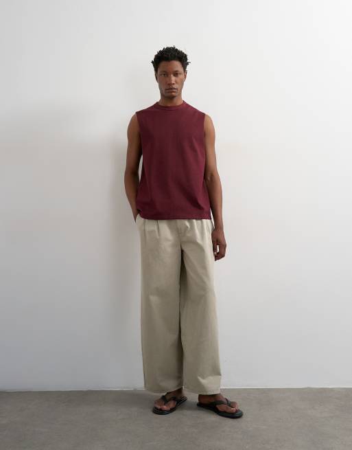 Topman - T-shirt décontracté sans manches de qualité supérieure - Bordeaux foncé, 2 de 5