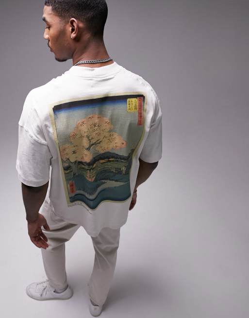 Topman – T-shirt extreme oversize w kolorze ecru z nadrukiem w stylu obrazu Van Gogha na plecach