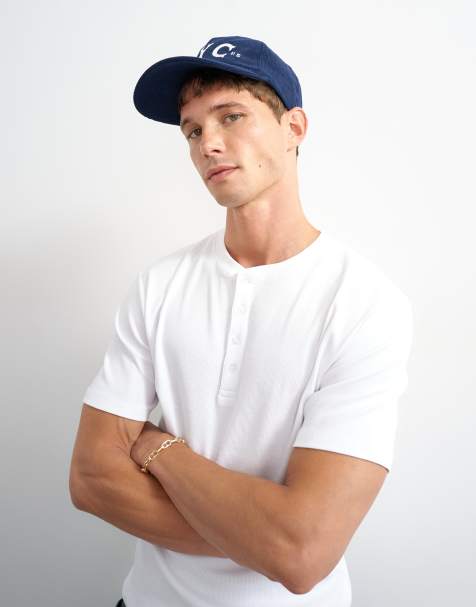 Topman t-shirt henley slim fit a coste bianca - view 1