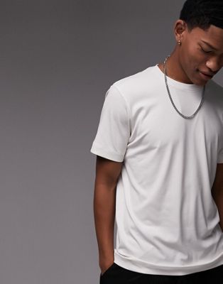 Topman classic fit drop rib t-shirt in ecru - ASOS Price Checker