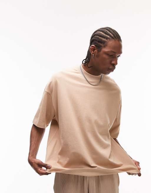 Topman – T-Shirt in extremer Oversize-Passform in Stein