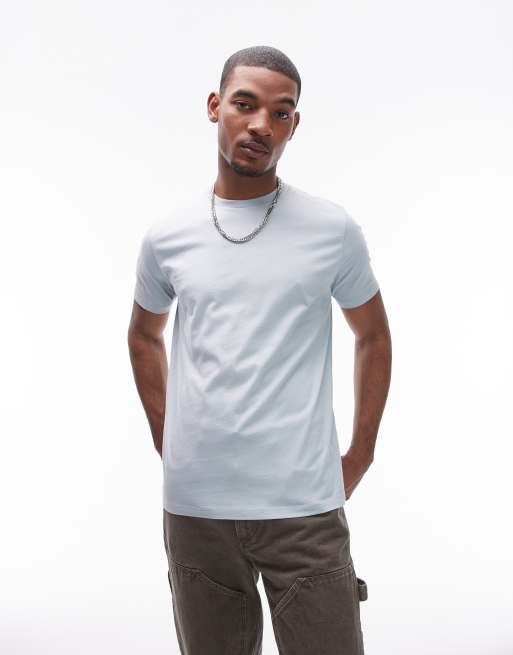 Topman – T-Shirt in Hellblau in regulärer Passform