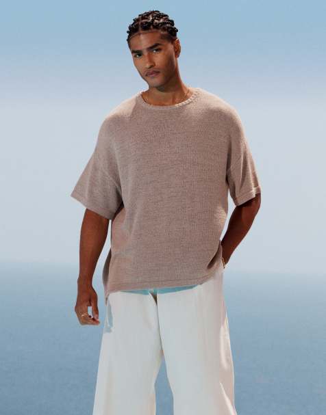 Topman - T-shirt in maglia color pietra - view 1