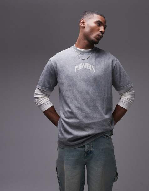 Topman – T-Shirt in verwaschenem Schwarz mit extremer Oversize-Passform und „Promises“-Print - view 1