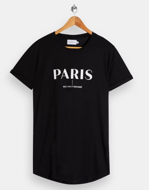 Topman - T-shirt long avec imprimé Paris - Noir, 4 de 4