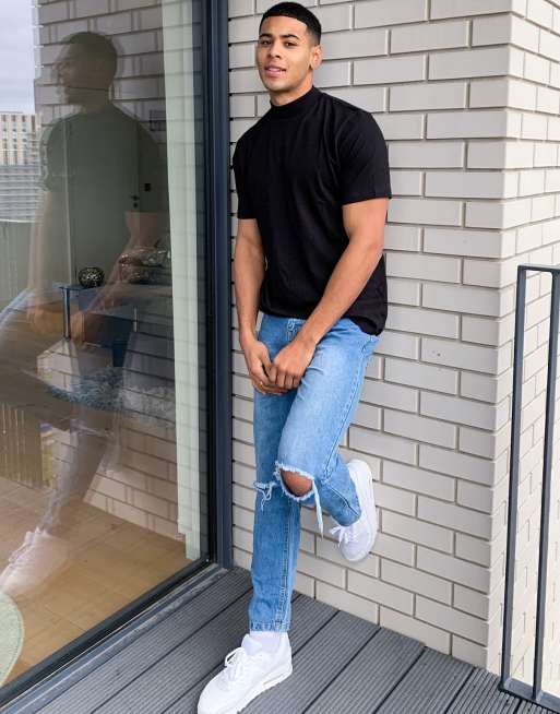 Topman - T-shirt met col en korte mouwen in zwart, 4 van 4