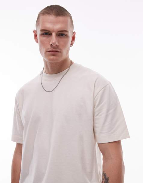 Topman - T-shirt met cropped pasvorm in ecru - view 1