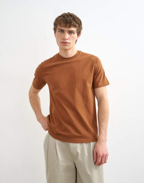 Topman - T-shirt met klassieke pasvorm in bruin - view 1