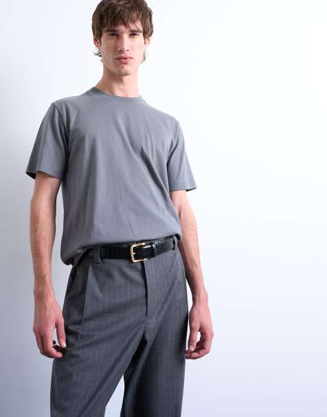 Topman - T-shirt met klassieke pasvorm in grijs - view 1