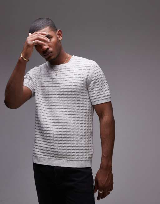 Topman - T-shirt met korte mouwen en ronde hals in grijs