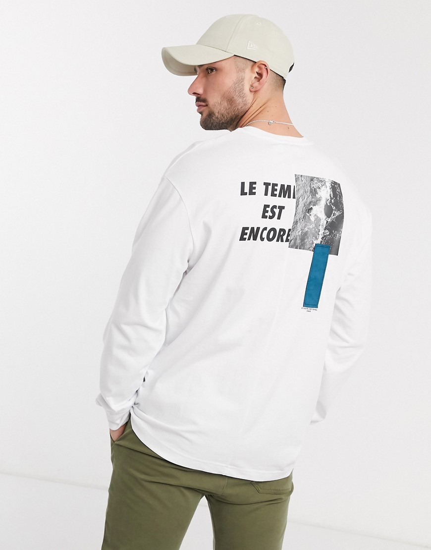 Topman - T-shirt met lange mouwen en print in wit