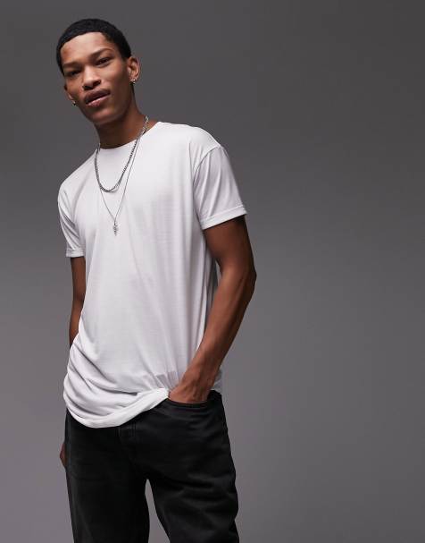 Topman - T-shirt met lange pasvorm in wit - view 1