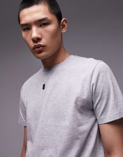 Topman - T-shirt met normale pasvorm in gemêleerd grijs
