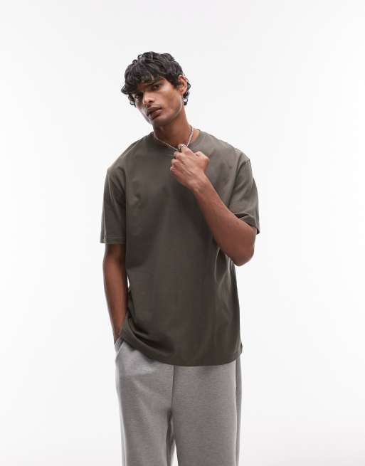 Topman - T-shirt met oversized pasvorm in kaki