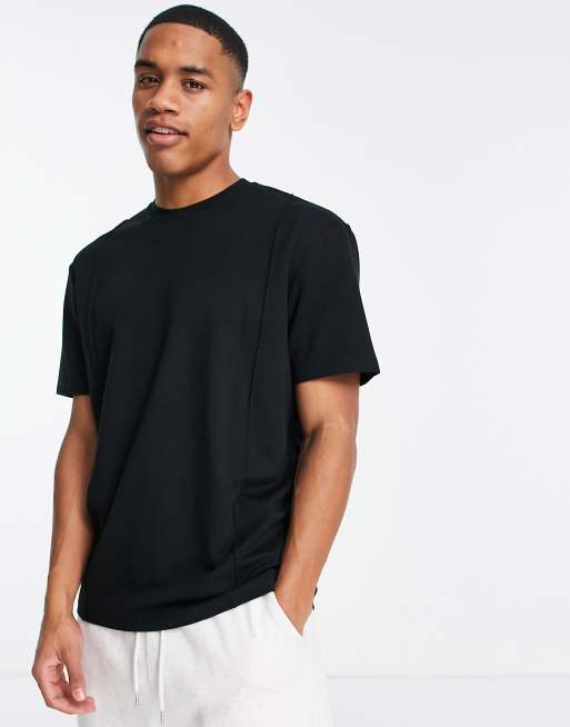 Topman - T-shirt met platgestikte naden in zwart