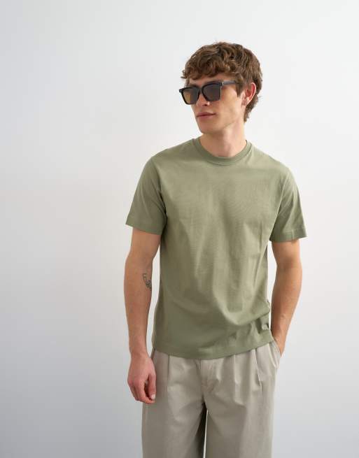 Topman – T-shirt o klasycznym kroju w kolorze khaki, 5 z 5