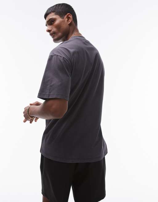 Topman - T-shirt oversize à broderie harpe - Anthracite, 3 de 4