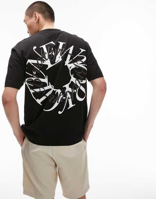 Topman - T-shirt oversize à broderie NYC sur le devant et au dos - Noir