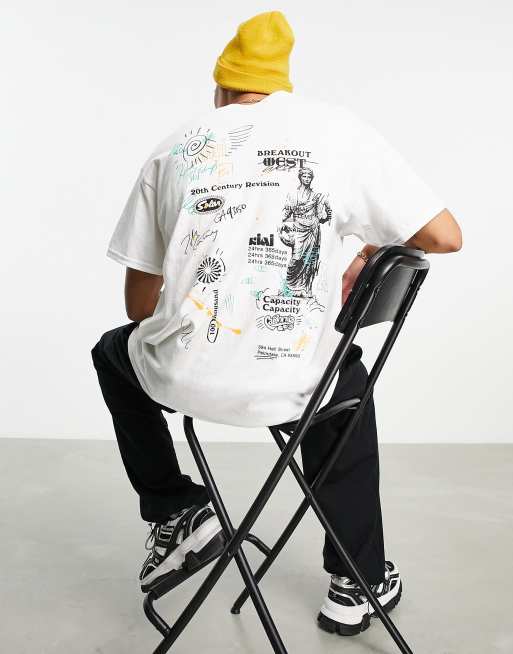 Topman - T-shirt oversize à imprimé statue - Blanc 